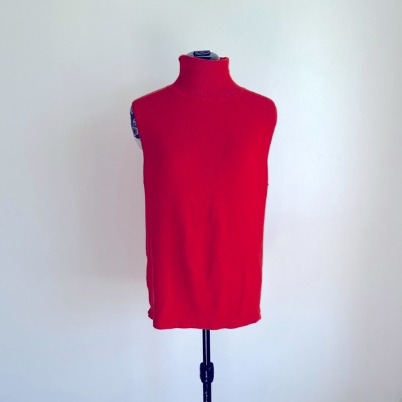 Burnt Orange Sleeveless Turtleneck Stretchy Tank Top Sz Lrg (2 for $10) - Picture 1 of 6